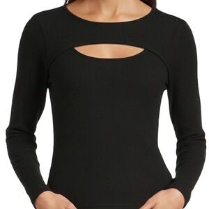 INC International Concepts Elegant Black Cutout peekaboo XXL XL Long Sleeve Top